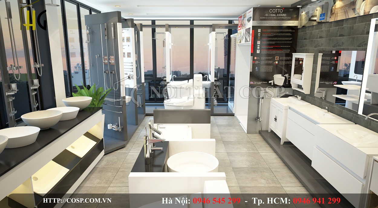 Không gian trưng bày nội thất cửa hàng thiết bị vệ sinh tại Hà Nội